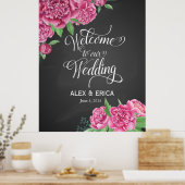 Poster bienvenue au panneau rose mariage peony (Cuisine)