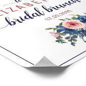 Poster Bienvenue au petit-déjeuner de mariage Floral Navy (Coin)