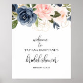 Poster Bienvenue au Shower Mariage Floral Automnal Exquis (Devant)