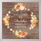 Poster Bienvenue aux citrouilles de feuilles rustiques à  (Devant)