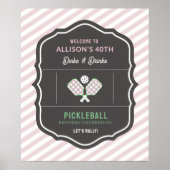 Poster Bienvenue aux Dinks et Drinks Pickleball Rose & Ve (Devant)