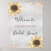 Poster Bienvenue aux tournesols de shower de mariée argen (Devant)