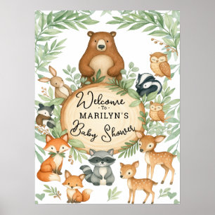 Poster Bienvenue Baby Shower Bébés Animaux