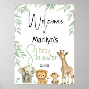 Poster Bienvenue Baby Shower Bébés Animaux