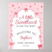 Poster Bienvenue Baby shower de la ceinture rose de Valen (Devant)