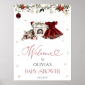 Poster Bienvenue Baby shower Fille de Noël (Devant)