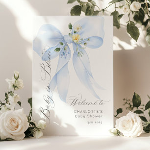 Poster Bienvenue bébé au ruban bleu pour une baby shower