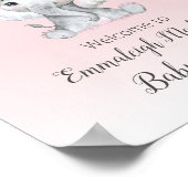 Poster Bienvenue Bébé Fille Montgolfière Éléphant (Coin)