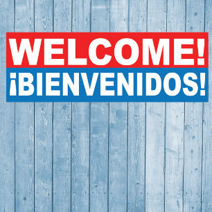 Poster Bienvenue Bienvenidos bannière anglais espagnol