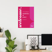 Poster Bienvenue Bold Pink Magenta Retro Mariage Abstrait (Bureau à domicile)