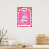 Poster Bienvenue Bold rose orange rétro Mariage d'arc flo (Cuisine)
