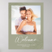 Poster Bienvenue Botanique Tropical Palm Feuille Mariage (Devant)