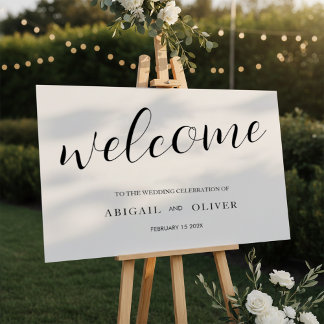 Poster bienvenue | Calligraphie Simple Noir Blanc