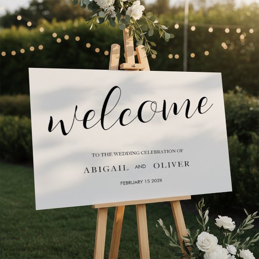 Poster bienvenue | Calligraphie Simple Noir Blanc