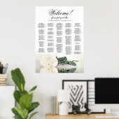 Poster Bienvenue ! Carte de siège alphabétique Rose blanc (Bureau à domicile)