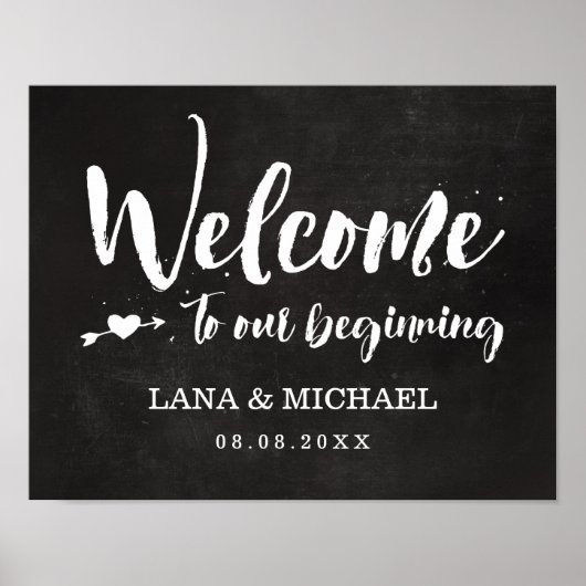 Poster Bienvenue Chalkboard Brush Script (Devant)