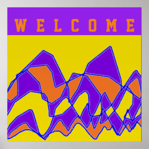 POSTER BIENVENUE CONÇUE POUR VOUS PURPLE ET MUSTARD
