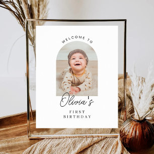 Poster Bienvenue d'anniversaire Minimaliste Boho Garçon F