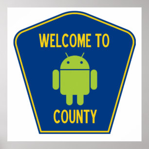 Poster Bienvenue Dans Android Comté (Bogue Droid Sign)