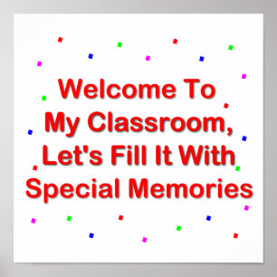 Poster Bienvenue Dans Ma Classe; Remplissez-La De Souveni