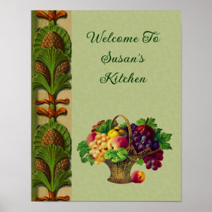 Poster Bienvenue dans mon panier de fruits personnalisé p