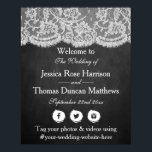 Poster Bienvenue de la collection Mariage Chalkboard & La<br><div class="desc">Cette collection de mariage élégante est un design époustouflant avec un bel arrière - plan à effet de tableau noir avec un ensemble d'effet de dentelle vintage romantique. Ces panneaux d'accueil peuvent être personnalisés pour votre occasion spéciale et seraient parfaits pour tout mariage rustique, douche nuptiale, fête de fiançailles, fête...</div>