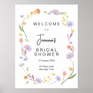 Poster Bienvenue de la Fête des mariées Fleur sauvage Sca