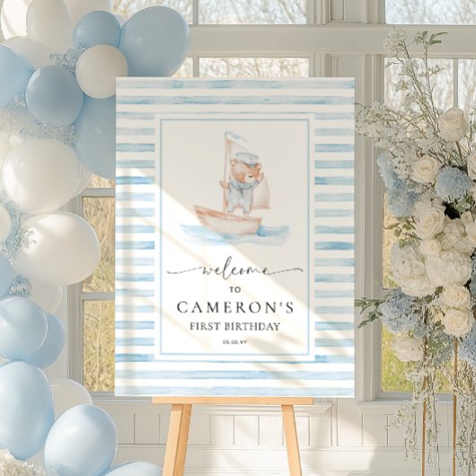 Poster Bienvenue de l'Ours Bleu marin