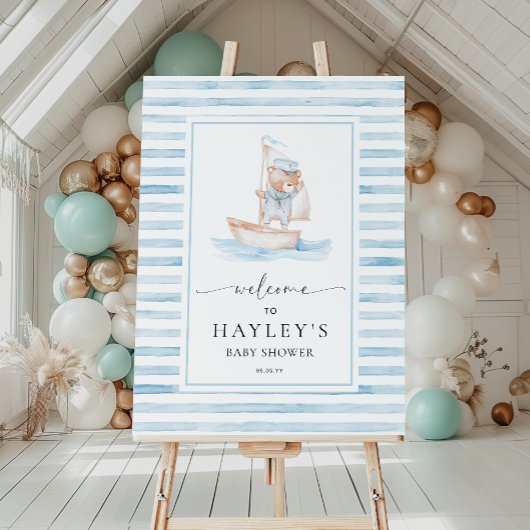 Poster Bienvenue de l'Ours Bleu marin