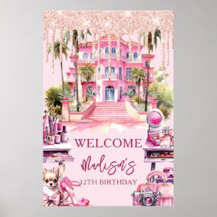 Poster Bienvenue de maquillage de glam pour fille anniver