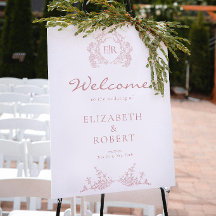 Bienvenue de mariage à monogramme avec couronne fl