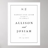 Poster Bienvenue de mariage classique en noir et blanc (Devant)