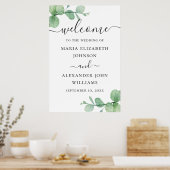 Poster Bienvenue de mariage de script eucalyptus aquarell (Cuisine)