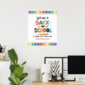Poster Bienvenue de retour à l'école, Premier jour d'écol (Bureau à domicile)