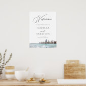 Poster Bienvenue de Watercolor Chicago Skyline Mariage (Cuisine)