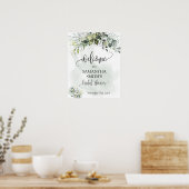 Poster Bienvenue douche nuptiale Eucalyptus succulent ver (Cuisine)