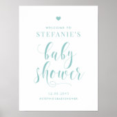 Poster Bienvenue du Baby shower de script en gras bleu (Devant)