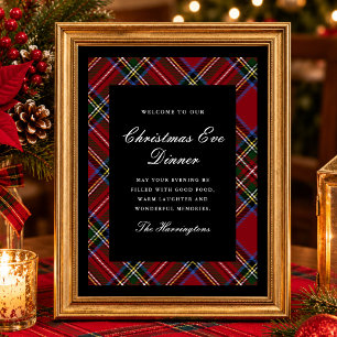 Poster Bienvenue élégante de vacances à tartan rouge 