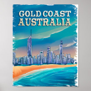 Poster Bienvenue été - Beach Outouses - Gold coast Austra