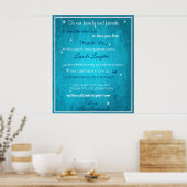 Poster Bienvenue Famille et amis Aquarelle bleue (Cuisine)