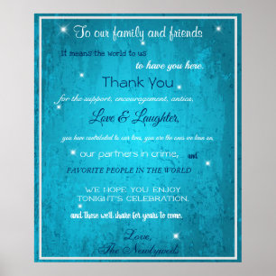 Poster Bienvenue Famille et amis Aquarelle bleue