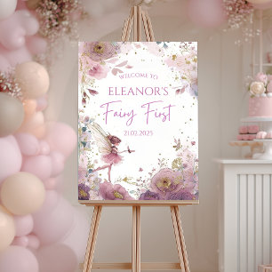 Poster Bienvenue Fée Florale pour un Premier Anniversaire
