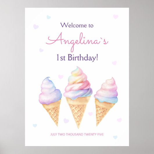 Poster bienvenue fête d'anniversaire. (Devant)