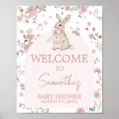 Poster Bienvenue Fille Un Baby shower De Lapin (Devant)