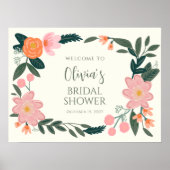 Poster Bienvenue Fleur Rose Personnalisé pour la Fête de  (Devant)