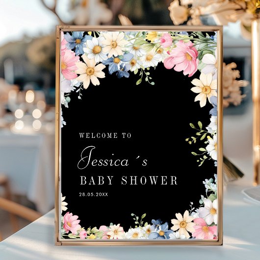 Poster Bienvenue ! Fleur sauvage, Baby shower