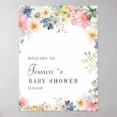Poster Bienvenue ! Fleur sauvage, Baby shower (Devant)