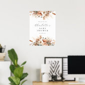 Poster Bienvenue Fleurs Boho Herbe de Pampas Rose Blanche (Bureau à domicile)