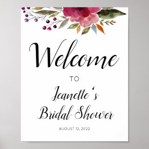 Poster Bienvenue Florale en Bourgogne à la Fête de Mariée