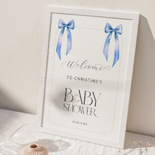Poster Bienvenue Garçon Arc Bleu Jumeaux Baby Shower